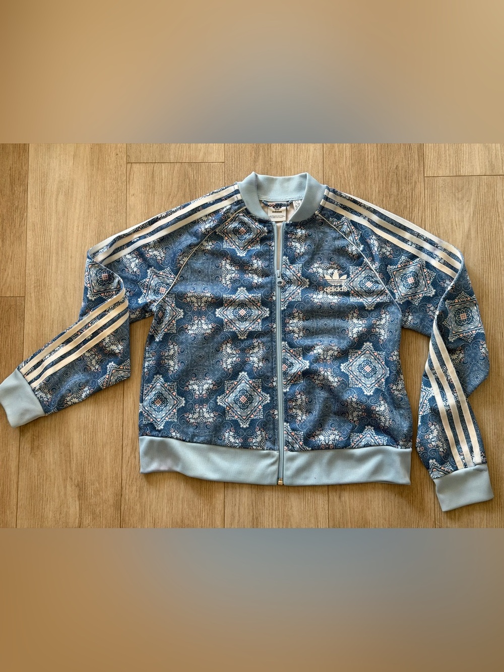 Adidas Originals Paisley Medallion Track Jacket Light Blue Girls L 13-14 Y